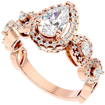 Pompeii3 1 1/2Ct Diamond & Moissanite Halo Engagement Ring in 10k Gold