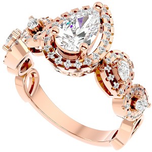 Pompeii3 1 1/2Ct Diamond & Moissanite Halo Engagement Ring in 10k Gold - 1 of 2