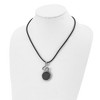 Black Bow Jewelry Men's Stainless Steel, Black Enamel & Leather Snake Necklace, 20 Inch - image 2 of 4