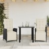 vidaXL Garden Dining Set Black PE rattan 3 Piece Removable Covers - 2 of 4