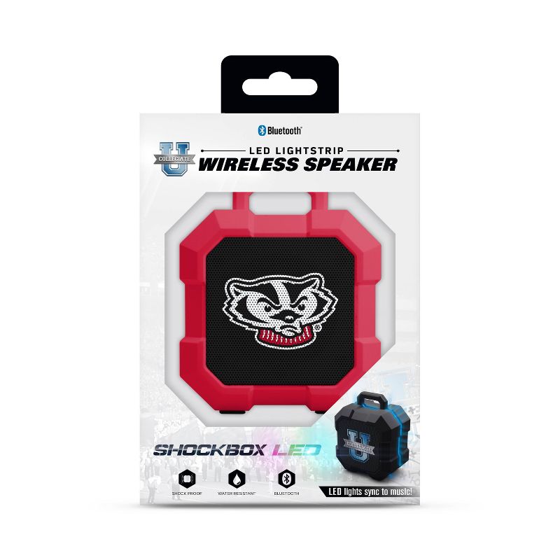 NCAA Wisconsin Badgers LED Shock Box Bluetooth Speaker, 3 of 5