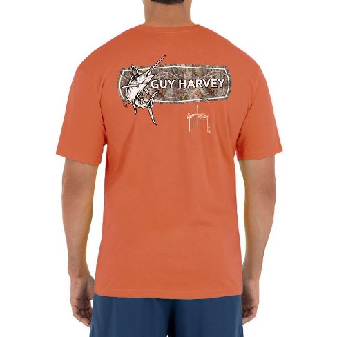 Guy Harvey Men's Jumping Marlin Realtree Short Sleeve Pocket T-shirt -  Dusty Orange Small : Target