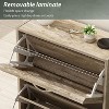 Famapy Brown Woodgrain 3 Drawer Flip Up Shoe Cabinet Openwork - 4 of 4