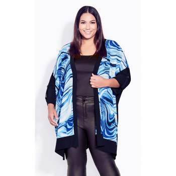 Women's Plus Size Stella Print Jacket - azure | AVENUE