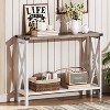 MaseiKar Farmhouse Console Table, Narrow Entryway Table, Sofa Table with 2 Open Shelves, for Hallway, Living Room, White and Greige - 2 of 4