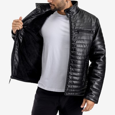 Мужские куртки X RAY Men's PU Quilted Jacket With Faux Shearling Lining in BLACK Size S — фото 7