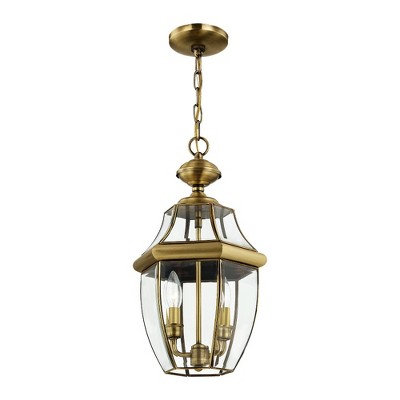 Antique Brass 2-Light Pendant with Clear Beveled Glass