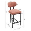 Modern 26" Counter Bar Stools with Backs Set of 2, Fabric Counter Height Chairs with Black Metal Legs for Kitchen Island – Cuddlewood - 4 of 4
