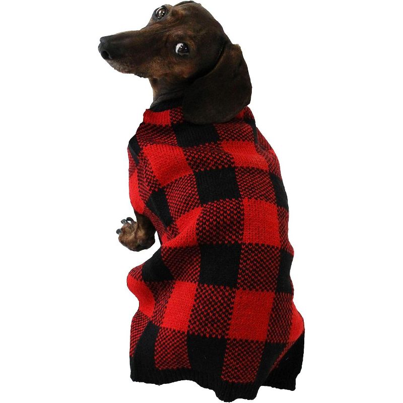 Midlee Red/Black Buffalo Check Dog Sweater Christmas Holiday Outfit (XX-Large), 1 of 3