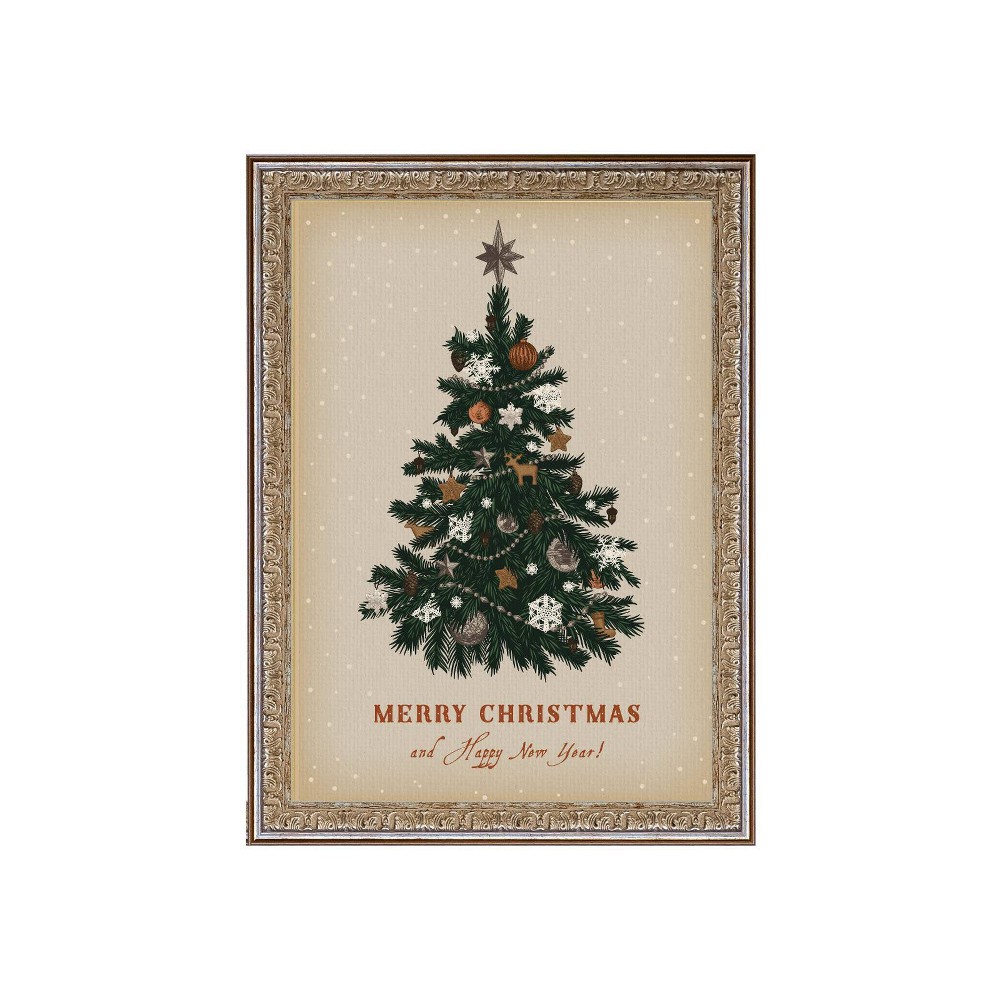 Photos - Wallpaper 8" x 10" Merry Christmas and Happy New Year Tree Silver/Gold Frame Wall Ca