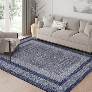 Modern Rug Thin Washable Non-Slip Geometric Border Low Pile Foldable Soft Non-Shedding Indoor Accent Carpet - 1 of 4