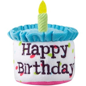 Dog Birthday Cake Toy, Happy Birthday Cake Shaped Squeaky Dog Toys for Medium & Large Dogs Funny Dogs Gifts Plush Dog Party Toys, Large, Blue - 1 of 1