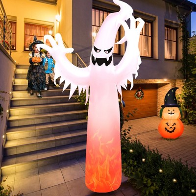 Costway 12 Ft Halloween Inflatable Ghost Yard Decoration w/ Built-in LED Lights