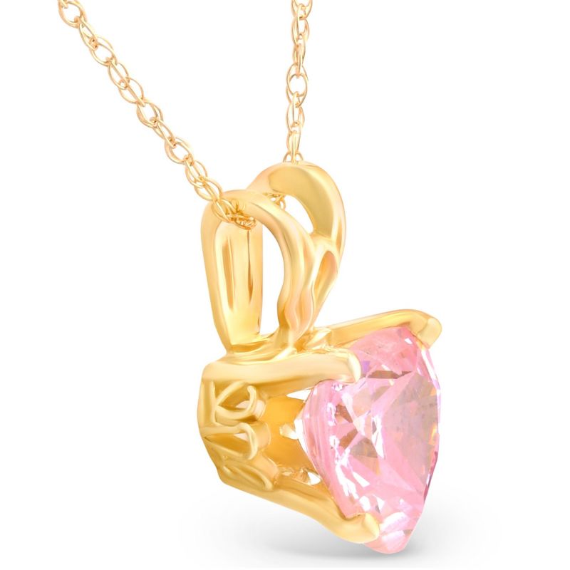 Pompeii3 7mm Women's Heart Pendant in Pink Topaz 14k White, Rose, or Yellow Gold Necklace, 2 of 5