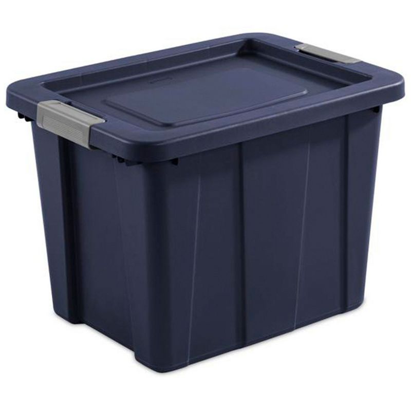 Sterilite 18 Gal Latching Tuff1 Storage Tote, Stackable Bin with Latch Lid, Plastic Container to Organize Garage, Basement, Blue Base and Lid, 6-Pack, 3 of 8