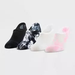 Peds Women's Extended Size Tie-Dye Mesh 4pk Ultra Low Liner Casual Socks - Pink/White/Black 8-12