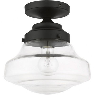 Avondale Black and Clear Glass Nautical Semi-Flush Mount Light