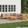 vidaXL Garden Lounge Set with Taupe Cushions, Solid Acacia Wood - 6 Piece Patio Furniture Set, Modular Design for Outdoor Comfort and Elegance - 2 of 4