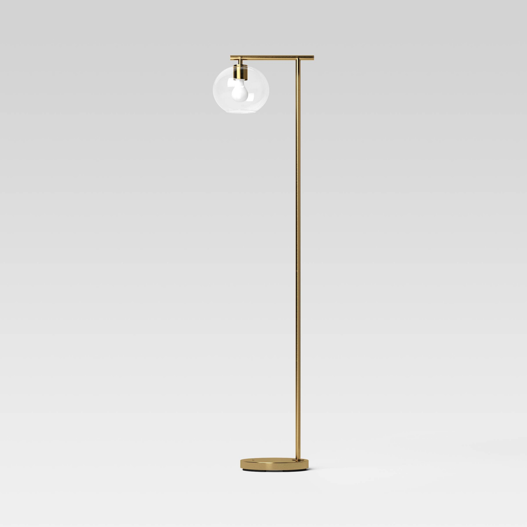 Brass Floor Lamp with Glass Shade