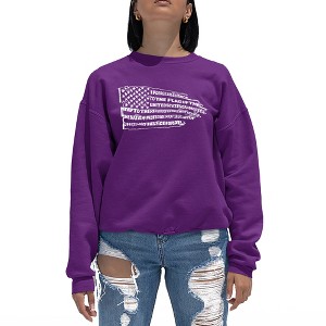 LA Pop Art Women's Word Art Crewneck Sweatshirt - Pledge of Allegiance Flag - 1 of 4