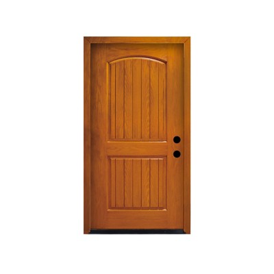 Lirago 36 in. x 80 in. 2-Panel Plank Arch Top Left Hand Inswing Brown Wooden Grain Finished Fiberglass Knock Down Front Exterior Door with Door Jamb