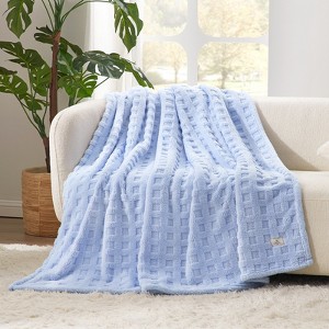 Cozy Bliss Plush Waffle Fleece Throw Blanket, Ultra Soft Comforter Style Home Blanket - 1 of 4