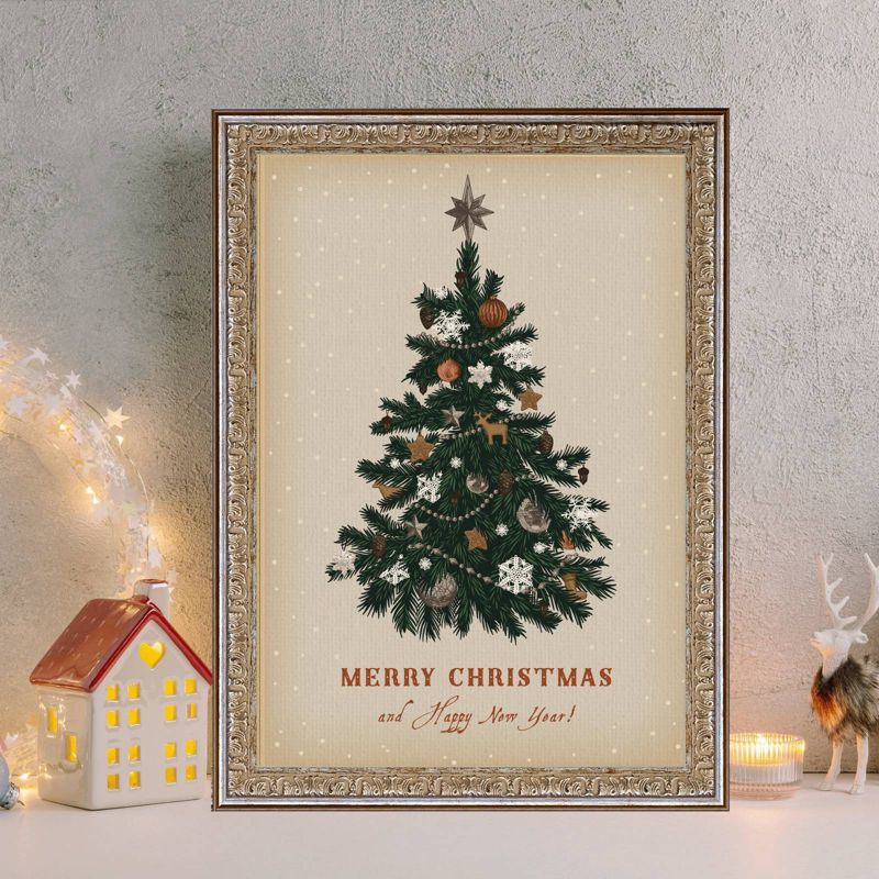 8&#34; x 10&#34; Merry Christmas and Happy New Year Tree Silver/Gold Frame Wall Canvas - Petal Lane, 3 of 5