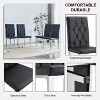 CAVINAS Set of 4 Modern Black PU Dining Chairs with Grid Quilting and Silver Metal Legs, Armless Dining Chairs for Kitchen, Dining Room - 2 of 4