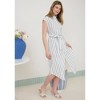 August Sky Women's Stripe Button Down Collared Belted Shirt Dress - 3 of 4