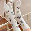 Anna-Kaci Women's 3 Pairs Floral Patterned Split-Toe Socks Soft Cotton Stretch Knit Crew Style - 3 of 4