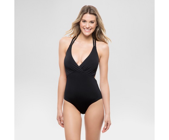 Women's Strappy Back Cut Out Monokini Top - Sunn Lab Swim Black XS