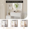 Vanity Desk with Mirror & Lights, Makeup Dressing Table with Power Outlet, 4 Drawers, Storage Shelves & Stool - 3 of 4