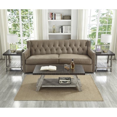Athens Weathered Walnut and Gray 3-Piece Wood Coffee Table Set