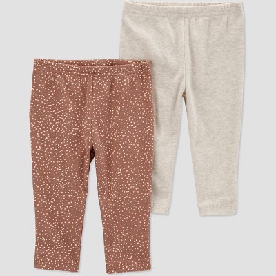 Image of Carter's Just One You® Baby Girls' 2pk Pull-On Pants - Brown/Ivory 3M