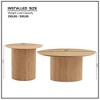 Set of 2 Round Side Table and Coffee table Circle Small Accent Table for Living Room Mid Century Circle Table Oak - 4 of 4