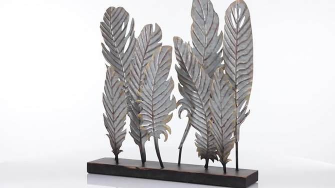 Natural Reflections Rustic Iron Feather Table Sculpture (20"x21") - Olivia & May, 2 of 7, play video