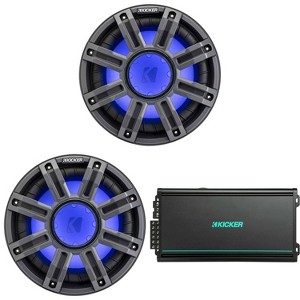 Kicker (2) 51MWF104 - MWF 10-Inch Premium Marine Subwoofer (free-air) 4-ohm & 48KMA6006 Marine Amp Bundle - 1 of 4