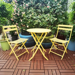KTMBDW 3-Piece Bistro Set Folding Outdoor Furniture Sets with Premium Steel Frame Portable Design for Bistro & Balcony, Yellow - 1 of 4