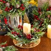 8 Pcs Christmas Candle Rings Wreath Artificial Berries Snowy Pine Candle Ring Holder - 3 of 4