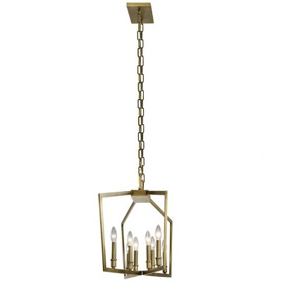 Modern Brass Cage 6-Light Chandelier with Black Finish