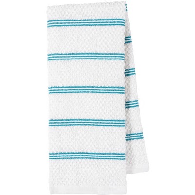 KAF Home Pantry Set of 8 Piedmont Kitchen Towels | Set of 8, 16x26 Inches | Ultra Absorbent Terry Cloth Dish Towels - Teal
