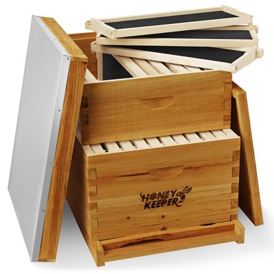 CREWORKS Beehive 40 Frame Complete Box Kit – 20 Deep & 20 Medium Langstroth Beekeeping Set With Queen Excluder