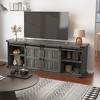 Farmhouse TV Stand for 75/80" TVs, 70" Cabinet with Storage, Sliding Barn Door, Power Outlet, Entertainment Console for Living Room - 2 of 4