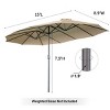 COWLOWN khaki Outdoor Twin Patio Umbrella, Double Sided, Water Resistant for Long Table Events like Party and Wedding in the Garden - 4 of 4