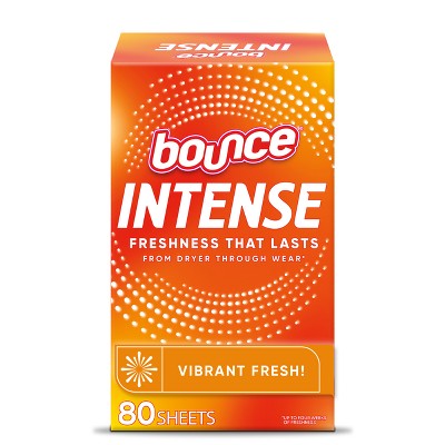 Bounce Vibrant Fresh Intense Dryer sheets - 80ct: Box, Bleach-Free, Fabric Softener