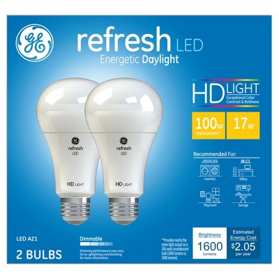 General Electric 100w 2pk Refresh Daylight Equivalent A21 LED HD