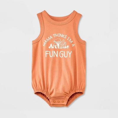 Image of Baby Boys' Fun Guy Romper - Cat & Jack™ Orange 6-9M