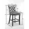OUTSUPPLY Set of 2 Velvet Bar Stools, Button Tufted Mid-Century Design with Wood Legs & Chrome Nailheads - 2 of 4