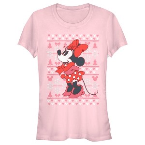 Juniors Womens Mickey & Friends Minnie Winter Sweater T-Shirt - 1 of 4