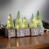 JOY Wood Blocks with LED Christmas Decor - Haute Décor: Indoor MDF Bristle Tree Scene, Timer Function - 2 of 3